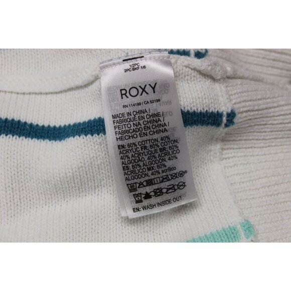 Roxy Bay of Rainbows Knit Hoodie Sweater Women’s Size Small Lace-Up V-Neck - Picture 10 of 13